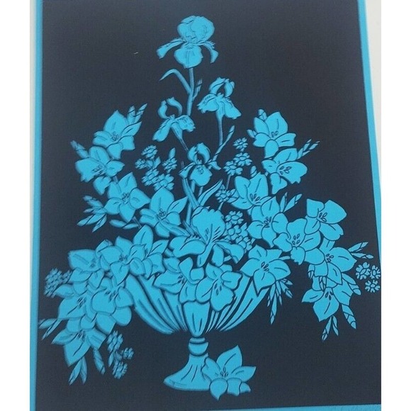 C.S. Shawver Beautiful Blue Floral Black Background Art Lithograph Print 7/90 - Picture 2 of 6